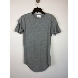 Kollar Shrug Tee Small Gray Streetwear Double Layer Shoulder Longline Curved Hem